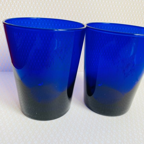 Libbey Dining Vintage Libbey Cobalt Blue Tumbler Drinking Glasses 4